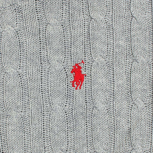 Polo RL Heather Grey Cable Knit Sweater